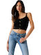 Γυναικείο Crop Top Αμάνικο Μαύρο