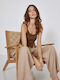 Women's Blouse Cotton with Straps Brown