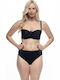 Underwire Bikini Set Strapless Top & Slip Bottom with Adjustable Straps Black