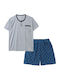 Ustyle Men's Summer Pajamas Set Sky Blue