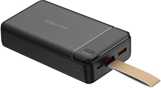 Kruger & Matz Power Bank 30000mAh 22.5W With 2 USB-A Output Ports And USB-C Power Delivery Quick Charge Port Black