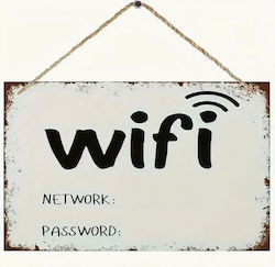 Ρουστίκ Ξύλινη Πινακίδα Wifi 20x13.5cm