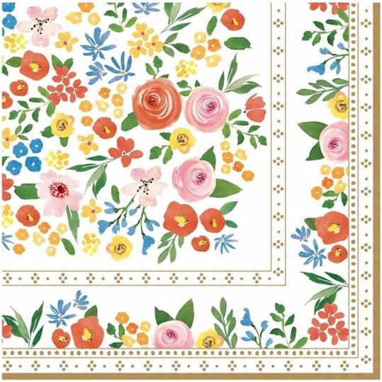 Easy Life Party-Servietten Mehrfarbige Blumen Boho Stil 33x33cm 20Stücke