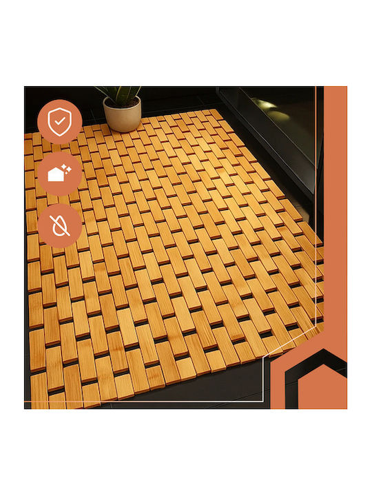 Ruhhy Non-Slip Bath Mat Wooden Coffee 50x80cm