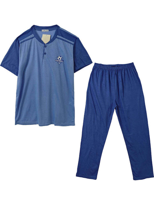 Ustyle Men's Summer Pajamas Set Light Blue