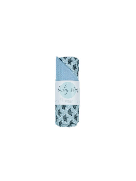 Baby Star Blanket Nursery Swaddling Blankets Waffle Light Blue 75x100cm