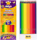 Triangular Hexagonal Neon Colored Pencils 12pcs + Sharpener Strigo Ssc117