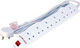 Microconnect Πολύπριζο 6 Θέσεων με Καλώδιο 2m Αγγλίας (Type G)