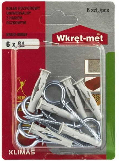 Wkręt-met Haken mit Durchmesser M6 und Länge 64mm 6Stück