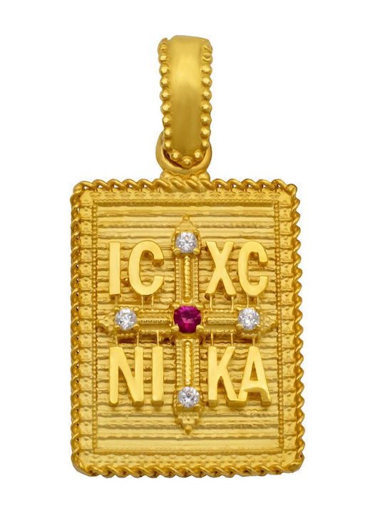 Savvas Design Charm Φυλαχτό με Πέτρες από Χρυσό 14Κ με Ζιργκόν