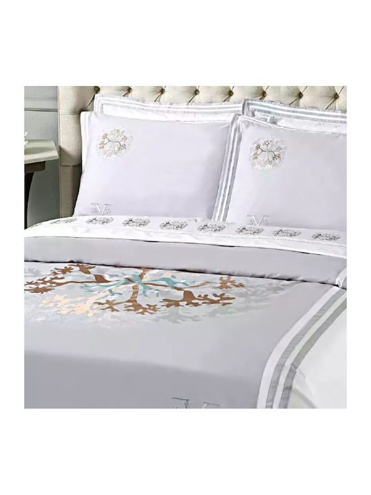 Mc Decor Duvet Cover Set Queen with 2 Pillowcases 230x250 Coral Coral Grey