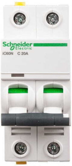 Circuit Breaker 2p C 20a 6ka Ac Ic60n-c20-2 A9f04220
