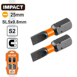 Hojita Hjsv1k23 Black Magnetic Straight Screwdriver Bits Sl5 X 0.8mm X 25mm Set 2 Pieces