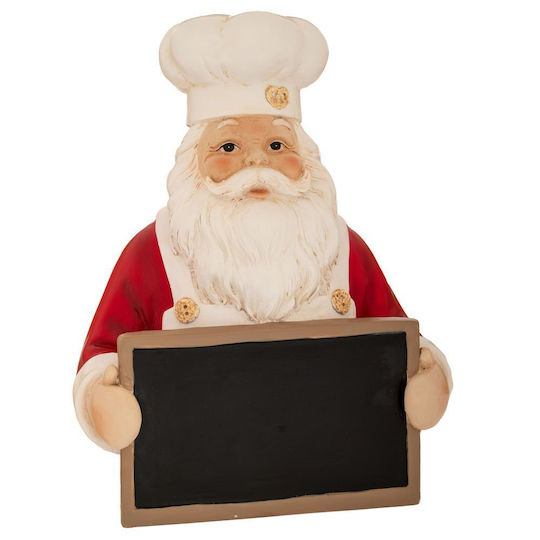 Rote Polyresin Weihnachtsfigur Santa Claus hält schwarzen Schilder 23,5×16×29,5 cm