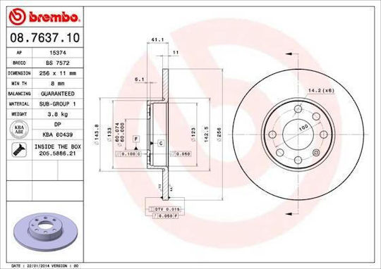 Bremsscheibe Vorderseite Opel Astra G 1.2 16v 98-05 Απλη 256mm Th0189-p237