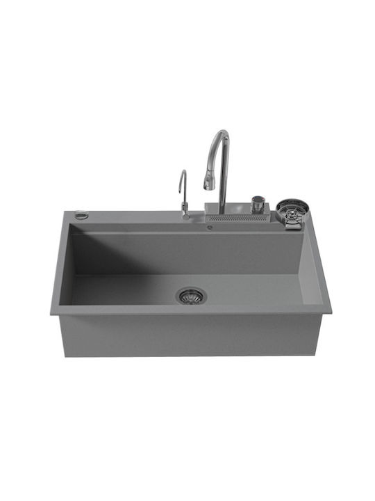 Sanitec Ultra Granite SAN.850.35.PTR.INX Drop-In Sink Inox W79xD50cm Gray