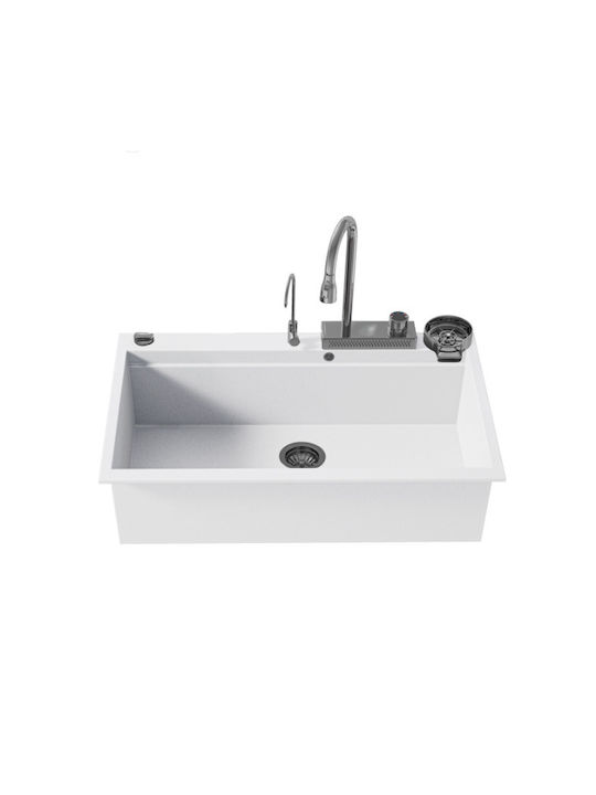 Sanitec Ultra Granite SAN.850.30.BNC.INX Drop-In Sink Inox W79xD50cm Bianco
