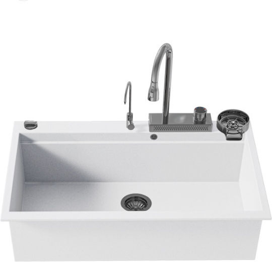 Sanitec Ultra Granite Ένθετος Νεροχύτης Inox Μ79xΠ50cm Bianco