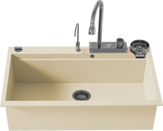 Sanitec Ultra Granite SAN.850.31.OCR.INX Drop-In Sink Inox W79xD50cm Yellow