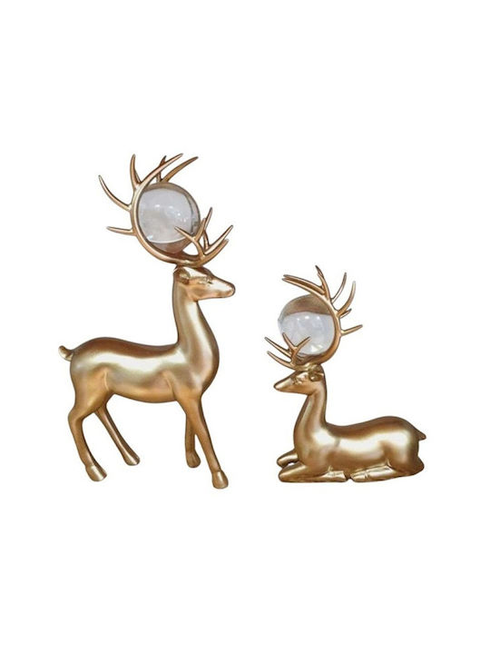 Abstract Art Decorative Sculpture Riniti Reindeer Crystal Ball 13x4x26.5cm 13x4.5x18.5cm 2 Pieces Gold Abstract Art Decorative Sculpture Riniti Reindeer Crystal Ball 13x4x26.5cm 13x4.5x18.5cm 2 Pieces Gold