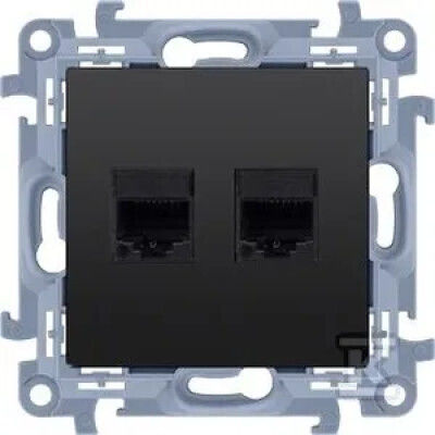 Simon 10 Computer Network Sockets Double RJ45 Category 6 Module Matt Black C62.01/49