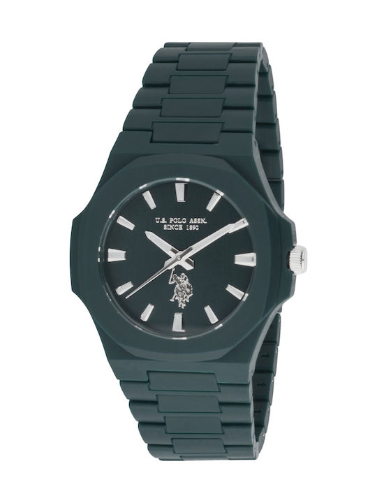 U.S. Polo Assn. Gabriel Ανδρικό Ρολόι Μπαταρίας με Πράσινο Καουτσούκ Λουράκι