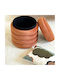 Stool For Living Room With Storage Space Wooden Velours Terracotta