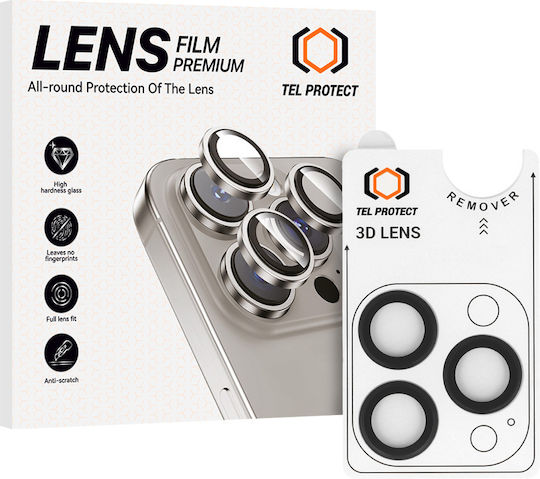 Tel Protect Camera Protection Tempered Glass Black for the iPhone 16 Pro, iPhone 16 Pro Max