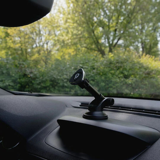Spacer Magnetische Auto-Handyhalterung Saugnapf Luftventil Befestigung Magnetische 4 Supermagnete N50 Teleskoparm 360-Grad Drehung Schwarz