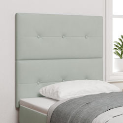 vidaXL LED Табла за Легло, Текстилна, Сива, 90 cm,