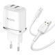 Yesido Charger with 2 USB-A Ports and Cable micro USB Whites (YC26)