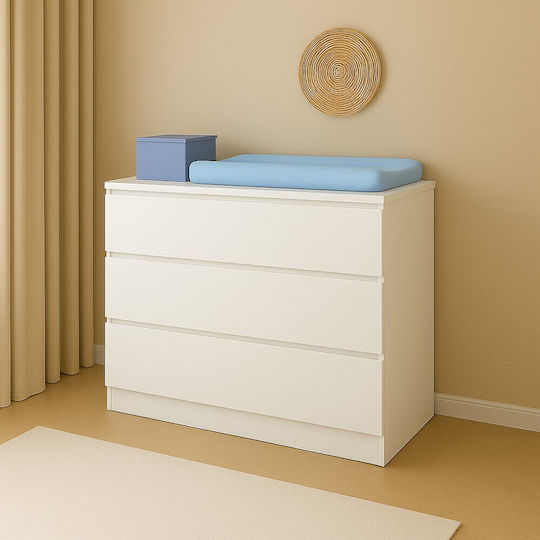 Apollon Baby Dresser with 3 Drawers White 100x50x75cm