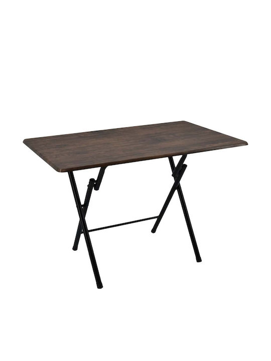 Kitchen Table Collapsible Wooden with Metal Frame Silver Brown 100x60x70cm