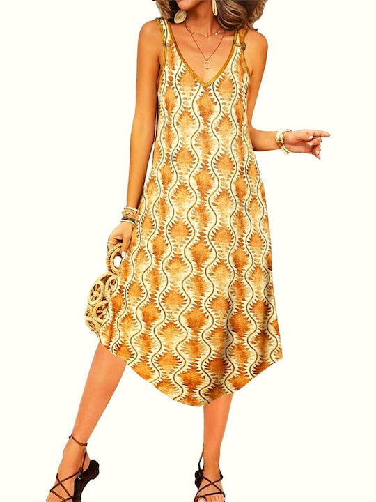 Sommer Damenkleid Braun-Beige