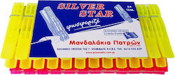 SilverStar Clothespins made of Plastic 24pcs Silver