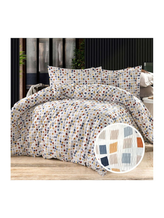 Pucioasa Set Husă de Pilotă Bumbac Dublă cu 4 Fețe de Pernă & 1 Cearsaf 200x220 Multicolored