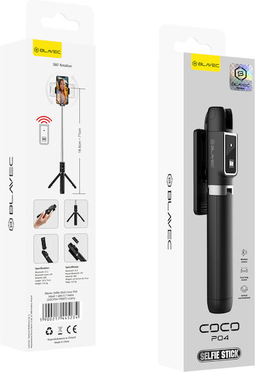 Blavec P-04 Selfie Stick Τρίποδο Κινητού Bluetooth Μαύρο