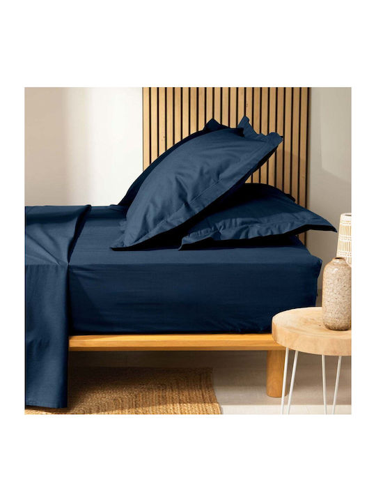Douceur d'Intérieur Biolina Σεντόνι King Size με Λάστιχο 180x200εκ. Dark Blue