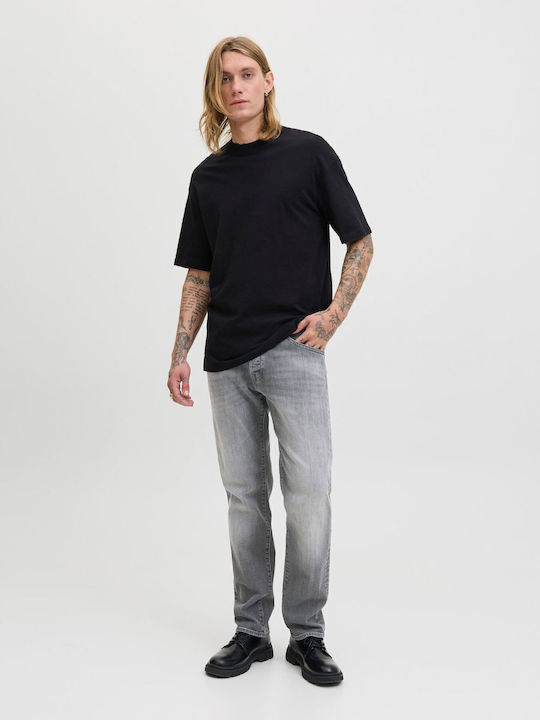 Mike Men's Elastic Jeans Pants with Regular Tapered Fit Black