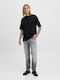 Mike Men's Elastic Jeans Pants with Regular Tapered Fit Black
