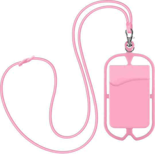 Universal Lanyard Case Smartphones Card-holder Neckpouch Series Pink