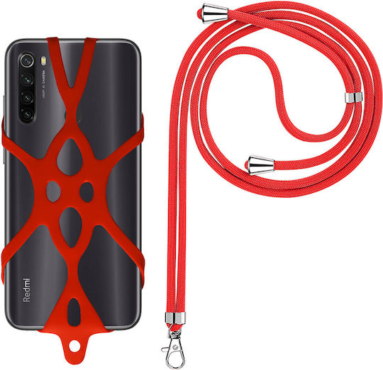 Universal Smartphone Cord Silicone Extendable Adjustable 90cm Red