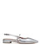 Leder Pumps mit Riemchen & flacher Absatz Gray