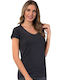 Kurzärmelig Charcoal Damen T-Shirt