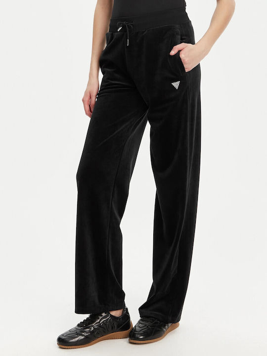 Damen Jogginghose mit Samt Jogger Schwarz