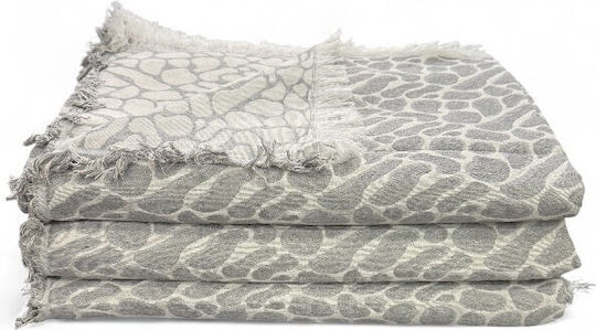 To megalo pazari Throws Set 3 Pcs Two Sides Chenille Gray