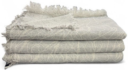 To megalo pazari Throws Set 3 Pcs Two Sides Chenille Light Gray