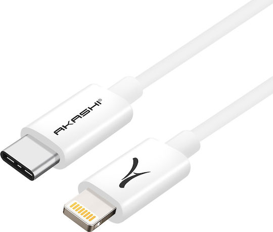 Cable Usb Type C To Lightning Quick Charge Transfer 1m Signed Akashi White