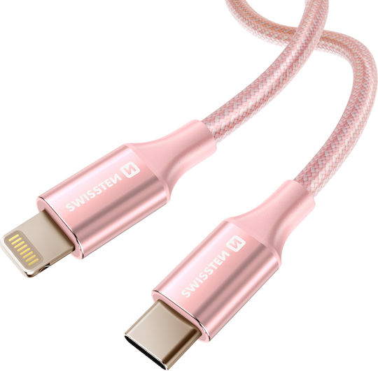 Swissten Usb-C To Lightning Cable Braided Design Anti-Kink Pink