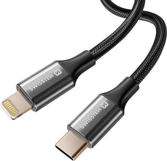 Swissten Usb-c To Lightning Cable Braided Design Anti-kink Black